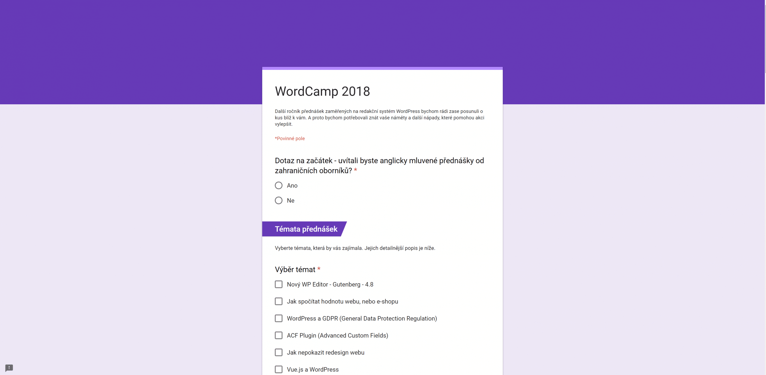 Hlasujte o podobě WordCamp Praha 2018