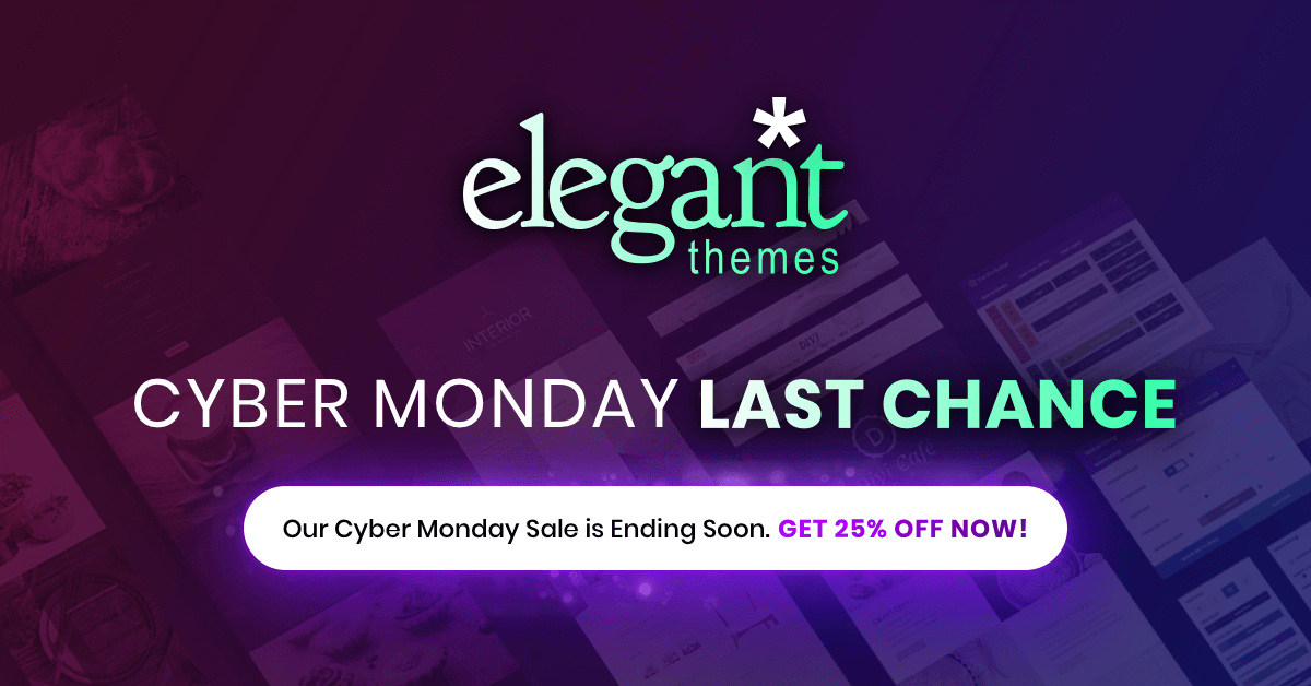 Cyber Monday 2017 u Elegant Themes (sleva 25 %)