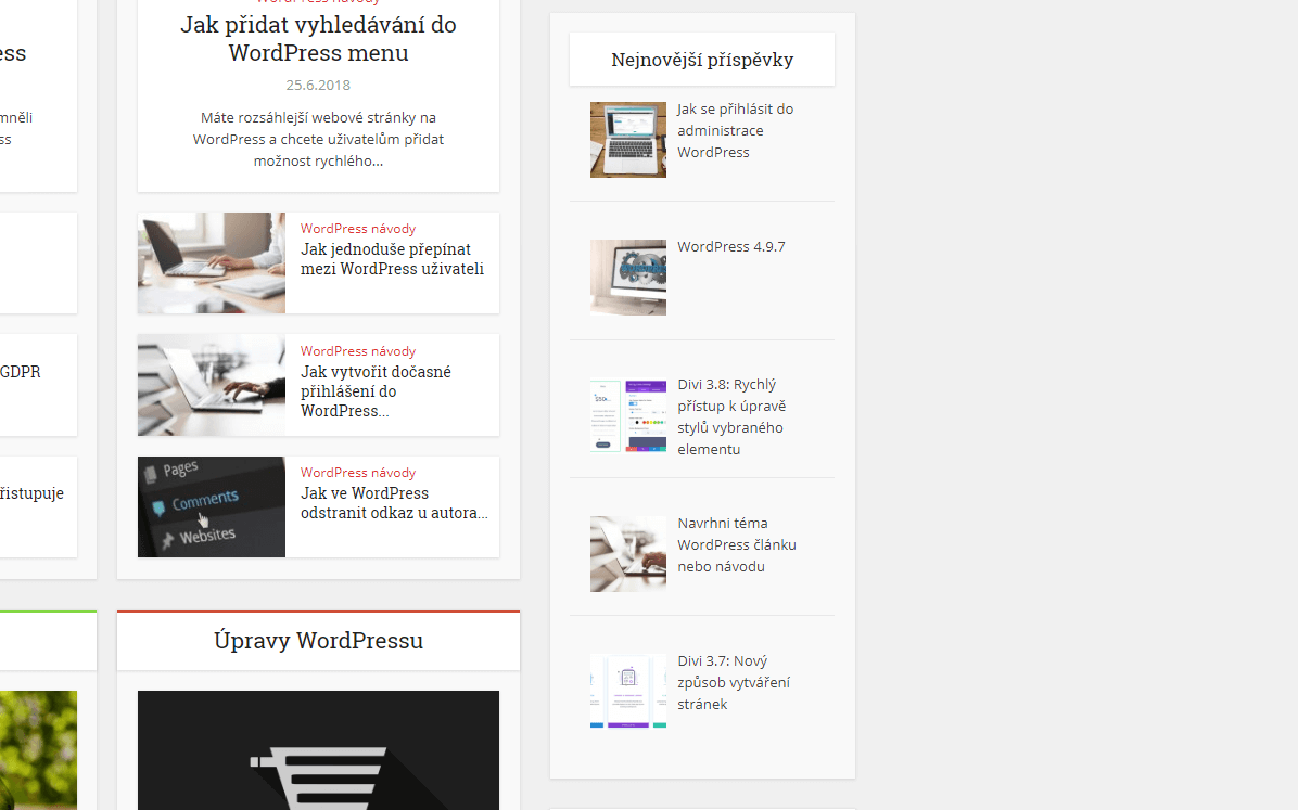 Jak v sidebaru zobrazit nejnovější příspěvky s náhledovými obrázky