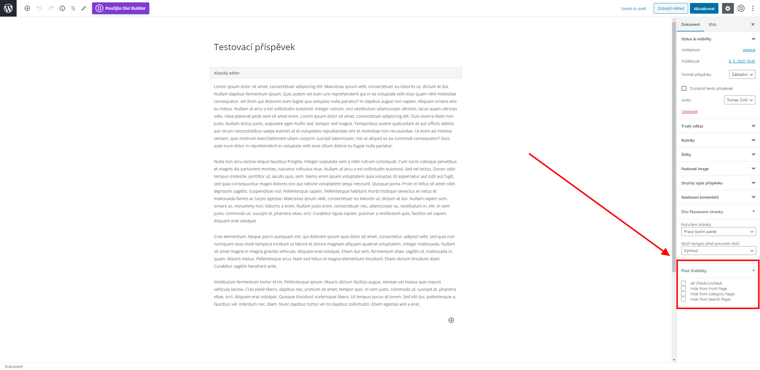 Jak skrýt příspěvky ve výsledcích vyhledávání a archivech