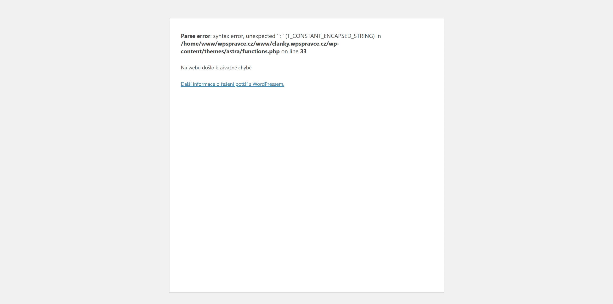 Jak ve WordPress opravit chybu syntaxe
