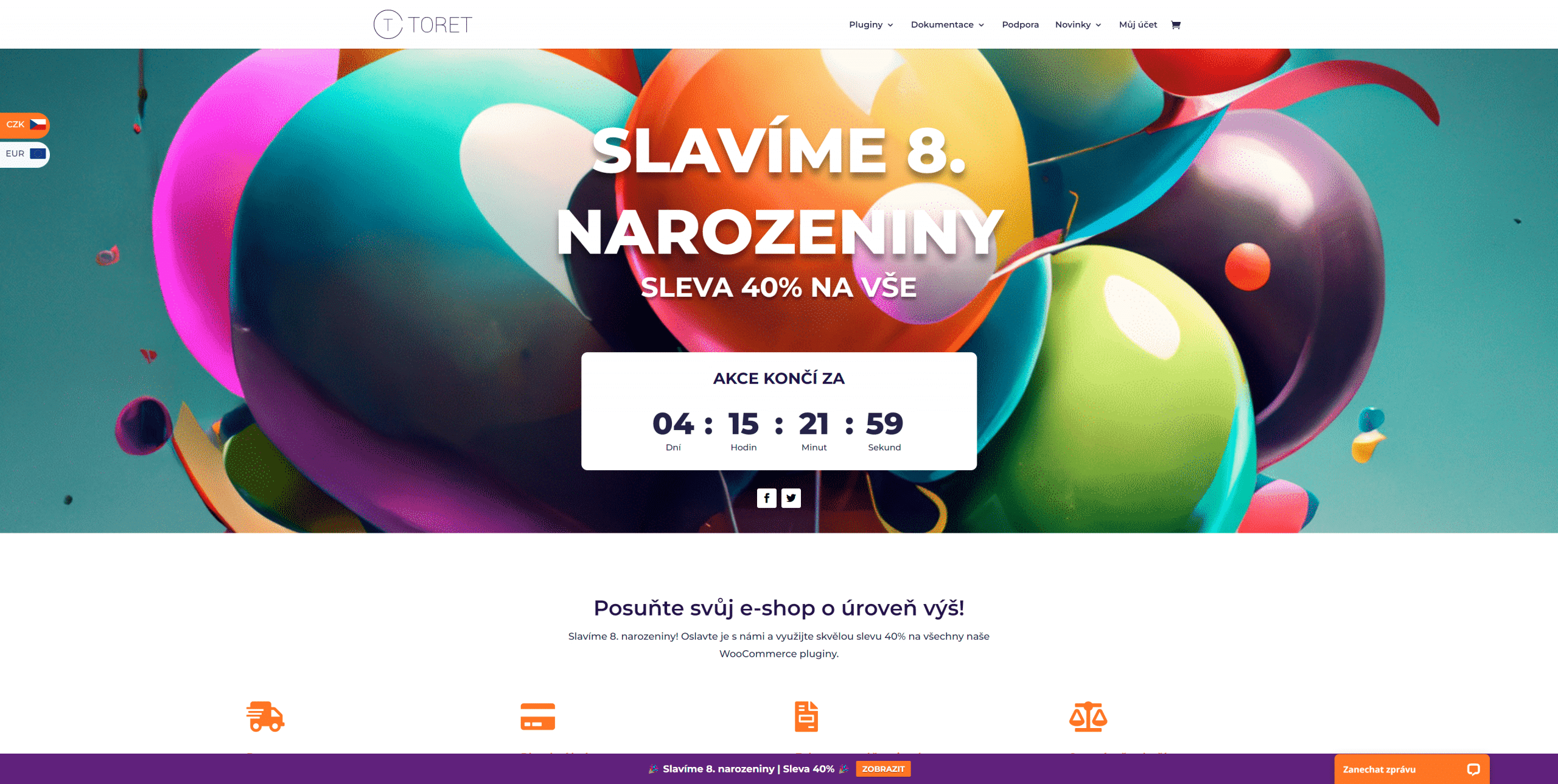 Toret.cz slaví 8. narozeniny 40% slevou